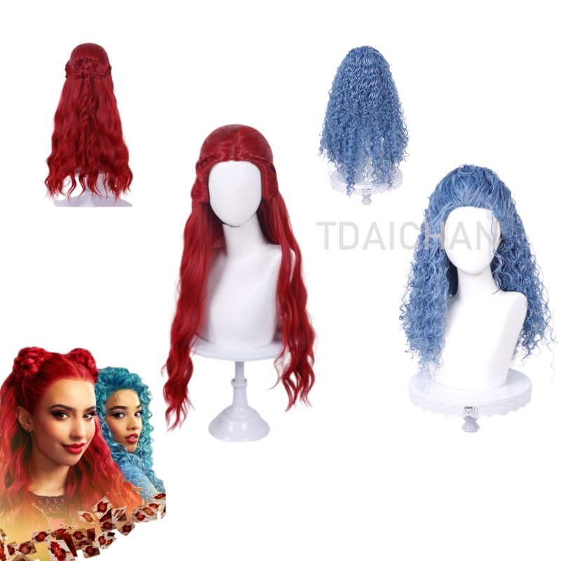 Anime Cosplay Blue Hair - 곱슬 코스프레 가발 레드 프린세스 하트