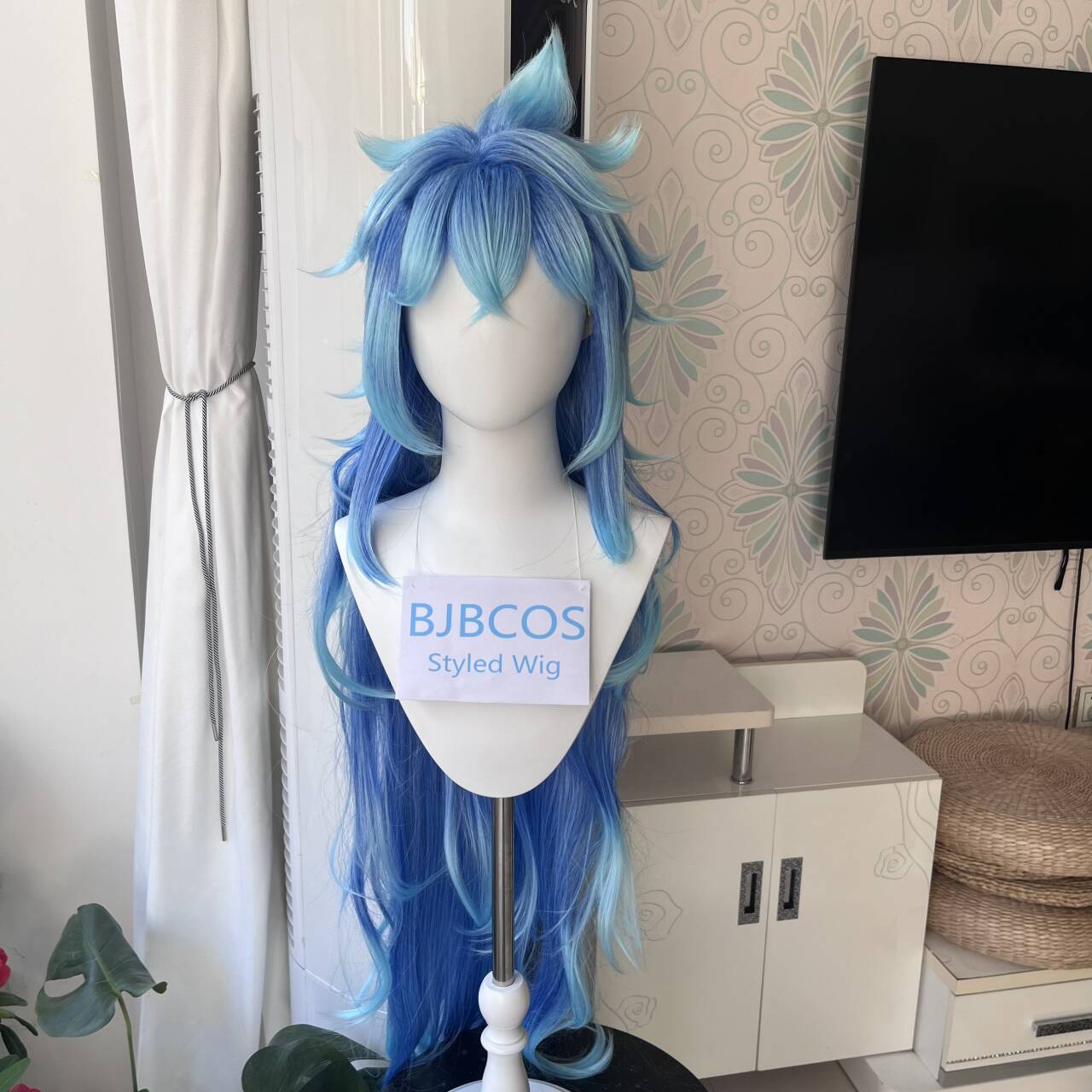 Anime Cosplay Blue Hair - [스타일드 가발]이디아 코스프레 가발 애니메이션 트위스트