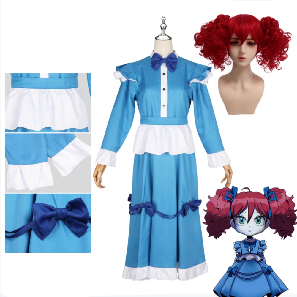 양귀비 빨간 머리 코스프레 의상 풀 세트 귀여운 블루  - Anime Cosplay Blue Hair 리뷰 및 가격
