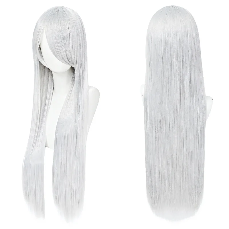 80cm 다채로운 긴 직선 합성 머리 흰색 보라색 검정 - Anime Cosplay Mujer 리뷰 및 가격