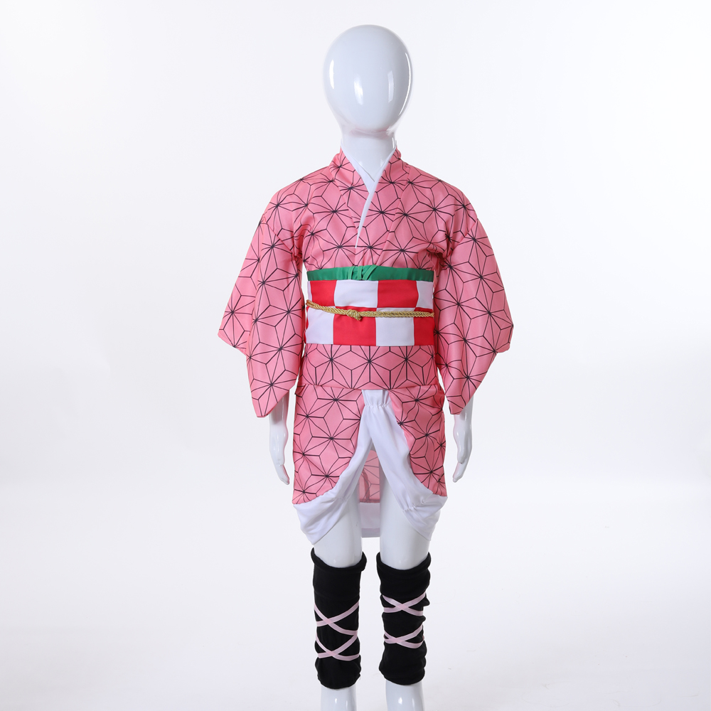 완전한 네즈코 카마도 코스프레 세트 일본식 기모노 핑크 - Anime Cosplay Kimono 리뷰 및 가격