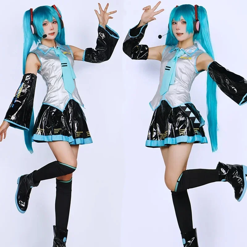 코스프레 앙상블 컴플레트 은색 가죽 원단 의상 미쿠 코 - Anime Cosplay Miku 리뷰 및 가격
