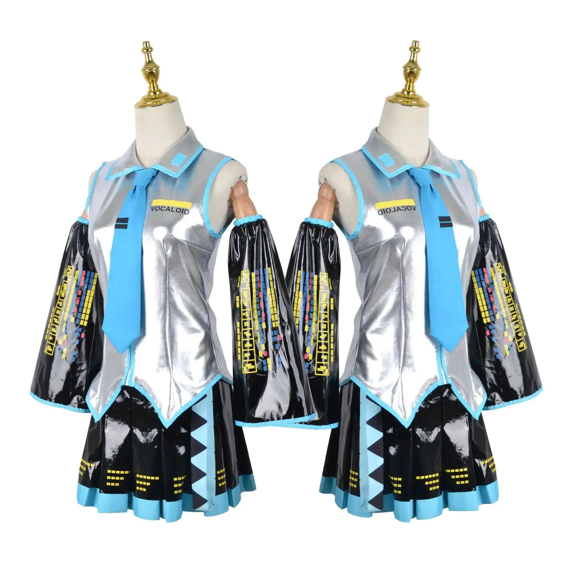 코스프레 앙상블 컴플레트 은색 가죽 원단 의상 미쿠 코 - Anime Cosplay Miku 리뷰 및 가격
